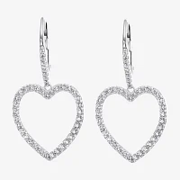 Diamonart 2 CT. T.W. White Cubic Zirconia Sterling Silver Heart Drop Earrings