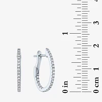 (G-H / Si2-I1) 1/3 CT. T.W. Lab Grown White Diamond 10K White Gold 20mm Hoop Earrings