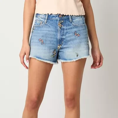 Arizona Womens High Rise Denim Short-Juniors