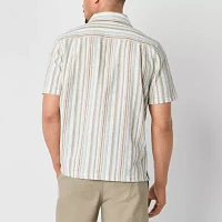 mutual weave Mens Linen Blend Short Sleeve Easy-on + Easy-off Adaptive Camp Shirt