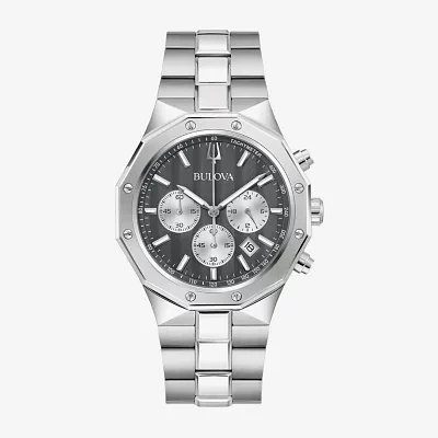 Bulova Unisex Adult Chronograph Silver Tone Stainless Steel Bracelet Watch 96b459