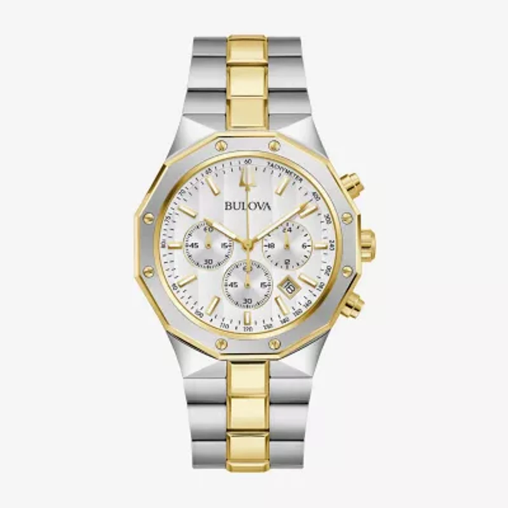 Bulova Unisex Adult Chronograph Two Tone Stainless Steel Bracelet Watch 98b450