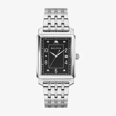 Bulova Frank Sinatra Mens Diamond Accent Silver Tone Stainless Steel Bracelet Watch 96b461