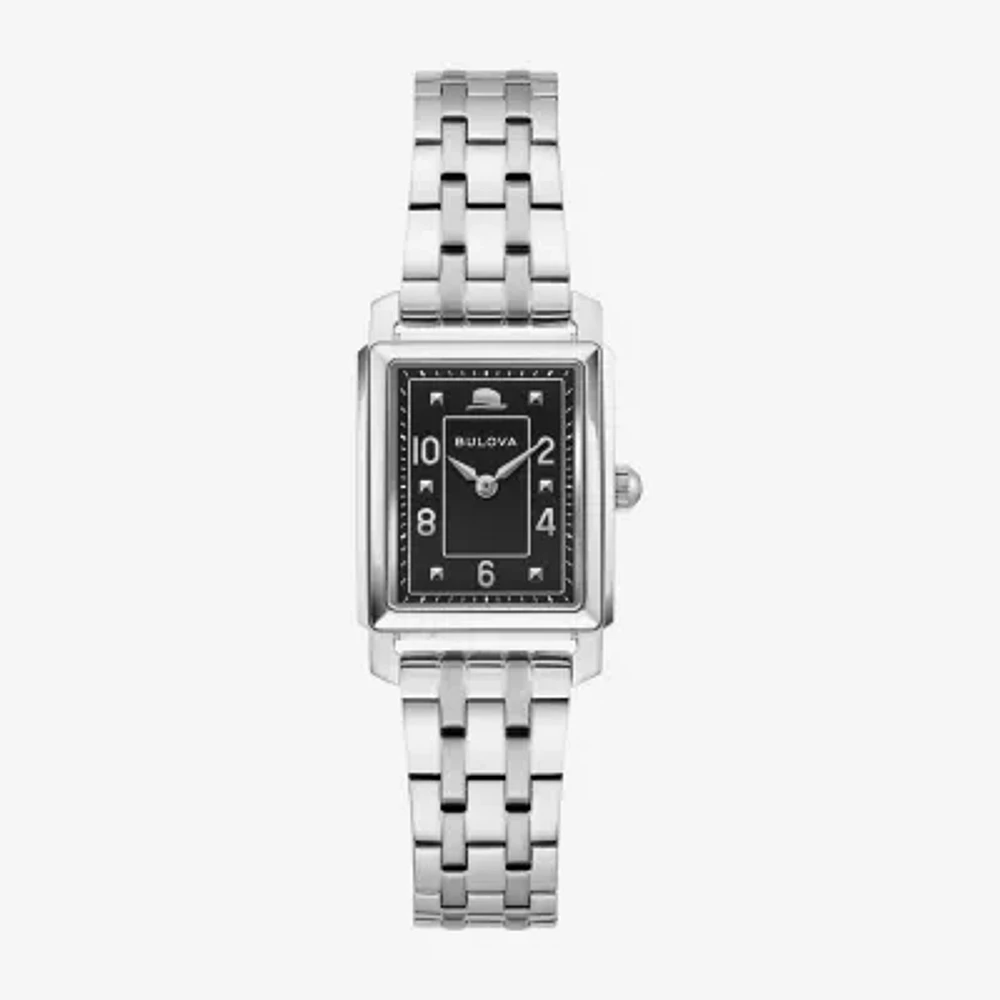 Bulova Frank Sinatra Mens Diamond Accent Silver Tone Stainless Steel Bracelet Watch 96l341