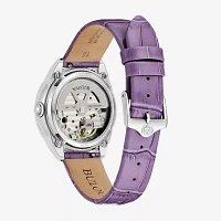 Bulova Sutton Womens Automatic Purple Leather Strap Watch 96l339