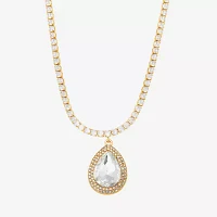 JS Jessica Simpson Gold Tone Womens Glass Alloy Pendant Necklaces