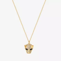 JS Jessica Simpson Gold Tone Leopard Womens Multi Color Glass Alloy Pendant Necklaces