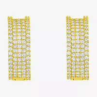 Sparkle Allure Cubic Zirconia 14K Gold Over Brass Hoop Earrings