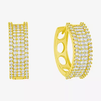 Sparkle Allure Cubic Zirconia 14K Gold Over Brass Hoop Earrings