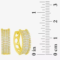 Sparkle Allure Cubic Zirconia 14K Gold Over Brass Hoop Earrings