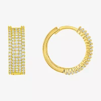 Sparkle Allure Cubic Zirconia 14K Gold Over Brass Hoop Earrings