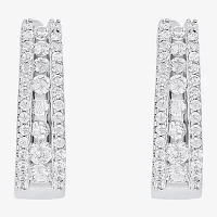 Sparkle Allure Cubic Zirconia Pure Silver Over Brass Hoop Earrings