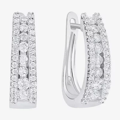 Sparkle Allure Cubic Zirconia Pure Silver Over Brass Hoop Earrings