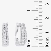 Sparkle Allure Cubic Zirconia Pure Silver Over Brass Hoop Earrings