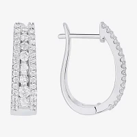 Sparkle Allure Cubic Zirconia Pure Silver Over Brass Hoop Earrings