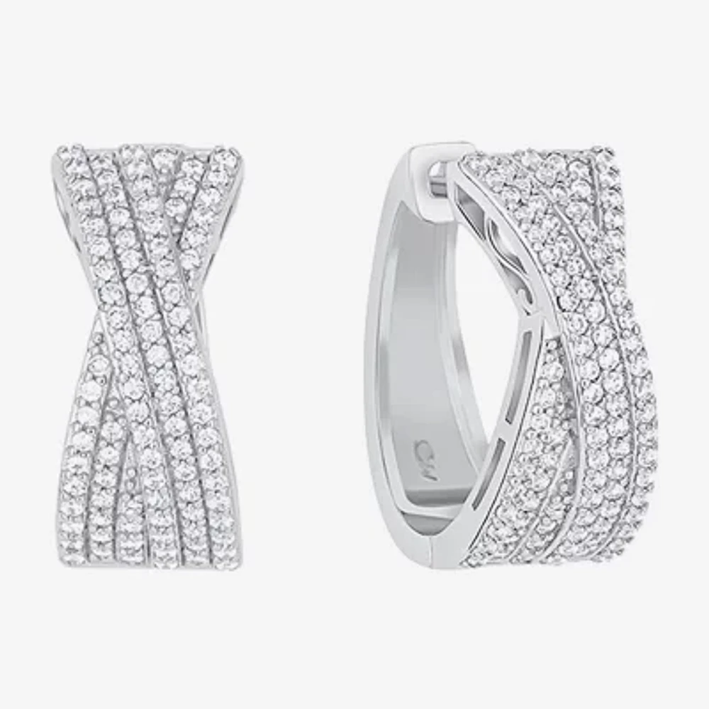 Sparkle Allure Womens Cubic Zirconia 20mm Hoop Earrings