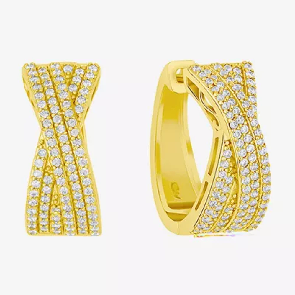 Sparkle Allure Womens Cubic Zirconia 14K Gold Over Brass 20mm Hoop Earrings