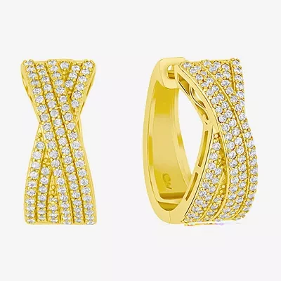 Sparkle Allure Womens Cubic Zirconia 14K Gold Over Brass 20mm Hoop Earrings