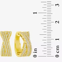 Sparkle Allure Womens Cubic Zirconia 14K Gold Over Brass 20mm Hoop Earrings