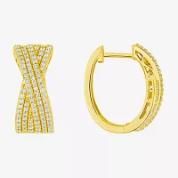 Sparkle Allure Womens Cubic Zirconia 14K Gold Over Brass 20mm Hoop Earrings
