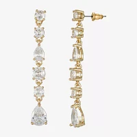 Sparkle Allure Cubic Zirconia 14K Gold Over Brass Round Drop Earrings