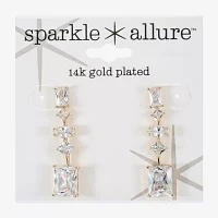 Sparkle Allure Cubic Zirconia 14K Gold Over Brass Rectangular Square Drop Earrings