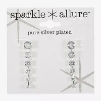 Sparkle Allure Cubic Zirconia Pure Silver Over Brass Round Drop Earrings