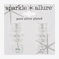 Sparkle Allure Cubic Zirconia Pure Silver Over Brass Rectangular Square Drop Earrings