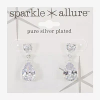 Sparkle Allure Womens Cubic Zirconia Pure Silver Over Brass Heart Round Drop Earrings