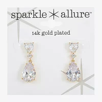 Sparkle Allure Cubic Zirconia 14K Gold Over Brass Heart Round Drop Earrings