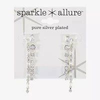 Sparkle Allure Cubic Zirconia Pure Silver Over Brass Rectangular Round Drop Earrings
