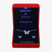 Sparkle Allure Light Up Box 2-pc. Cubic Zirconia Pure Silver Over Brass Butterfly Jewelry Set
