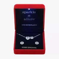 Sparkle Allure Light Up Box 2-pc. Cubic Zirconia Pure Silver Over Brass Heart Round Jewelry Set