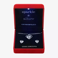 Sparkle Allure Light Up Box 2-pc. Cubic Zirconia Pure Silver Over Brass Heart Jewelry Set