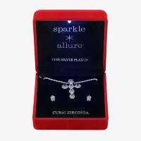 Sparkle Allure Light Up Box 2-pc. Cubic Zirconia Pure Silver Over Brass Cross Jewelry Set