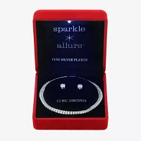 Sparkle Allure Light Up Box 2-pc. Cubic Zirconia Pure Silver Over Brass Round Jewelry Set