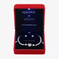 Sparkle Allure Light Up Box 2-pc. Cubic Zirconia Pure Silver Over Brass Heart Jewelry Set