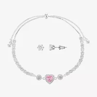 Sparkle Allure Light Up Box 2-pc. Cubic Zirconia Pure Silver Over Brass Heart Jewelry Set