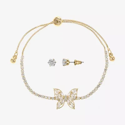 Sparkle Allure Light Up Box 2-pc. Cubic Zirconia 14K Gold Over Brass Butterfly Jewelry Set