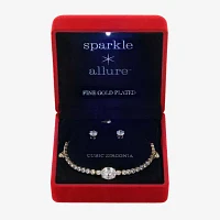 Sparkle Allure Light Up Box 2-pc. Cubic Zirconia 14K Gold Over Brass Oval Jewelry Set
