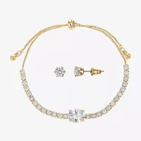 Sparkle Allure Light Up Box 2-pc. Cubic Zirconia 14K Gold Over Brass Oval Jewelry Set