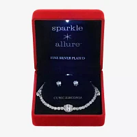 Sparkle Allure Light Up Box 2-pc. Cubic Zirconia Pure Silver Over Brass Oval Jewelry Set