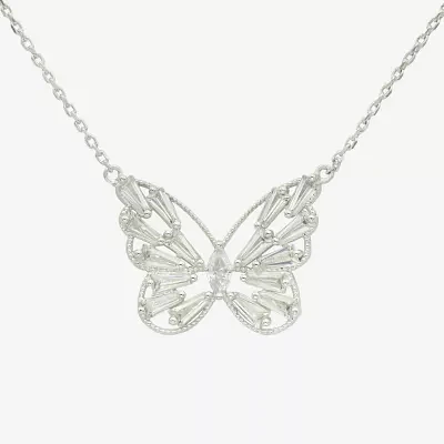 Sparkle Allure Cubic Zirconia Pure Silver Over Brass 16 Inch Cable Butterfly Pendant Necklace