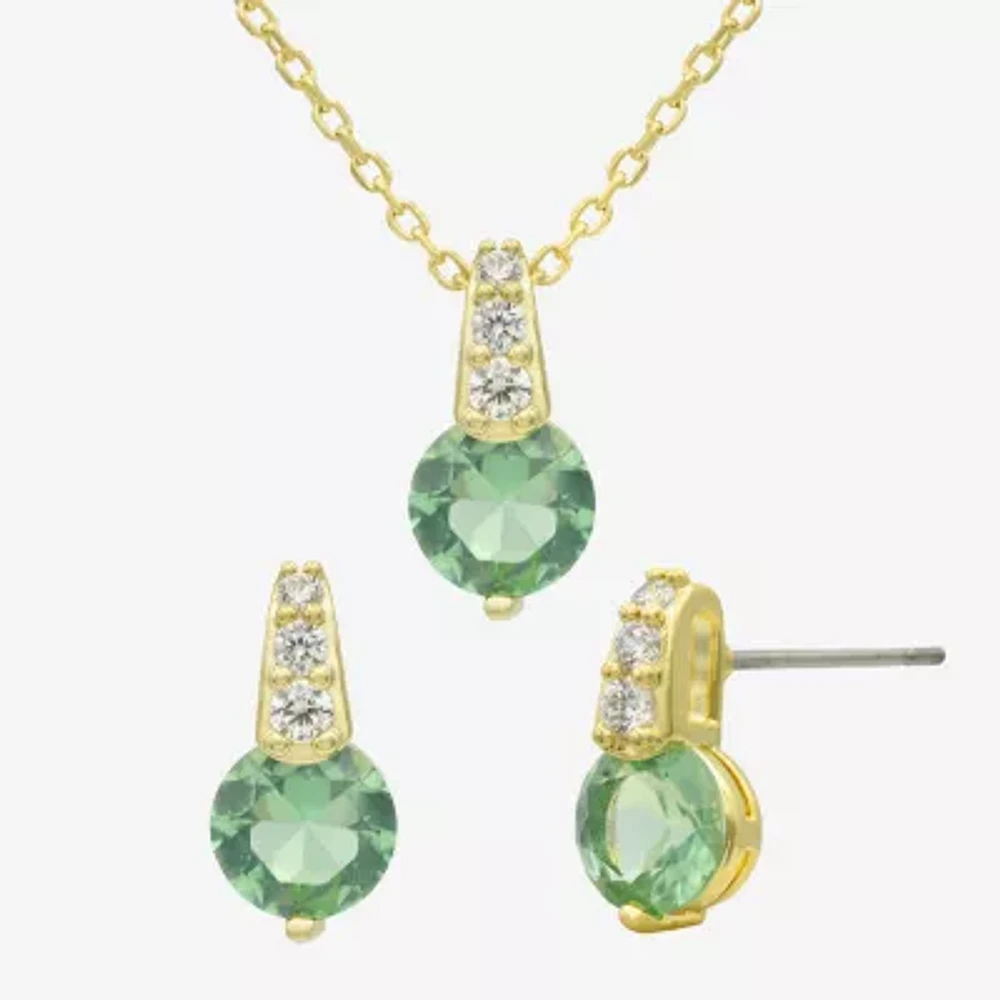 Sparkle Allure 2-pc. Crystal 14K Gold Over Brass Round Jewelry Set