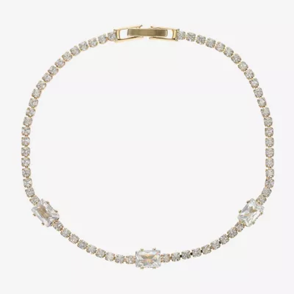 Sparkle Allure Cubic Zirconia 14K Gold Over Brass 7.5 Inch Round Tennis Bracelet