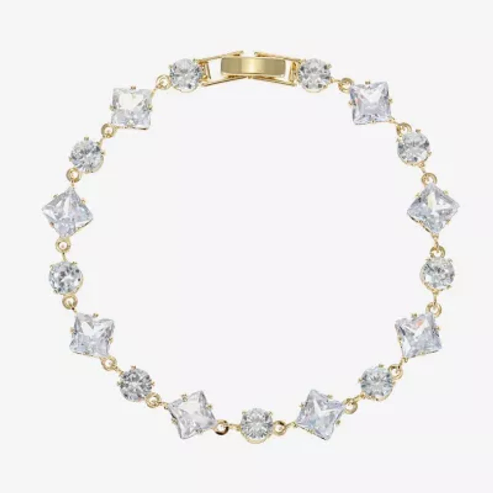 Sparkle Allure Cubic Zirconia 14K Gold Over Brass 7.5 Inch Round Tennis Bracelet