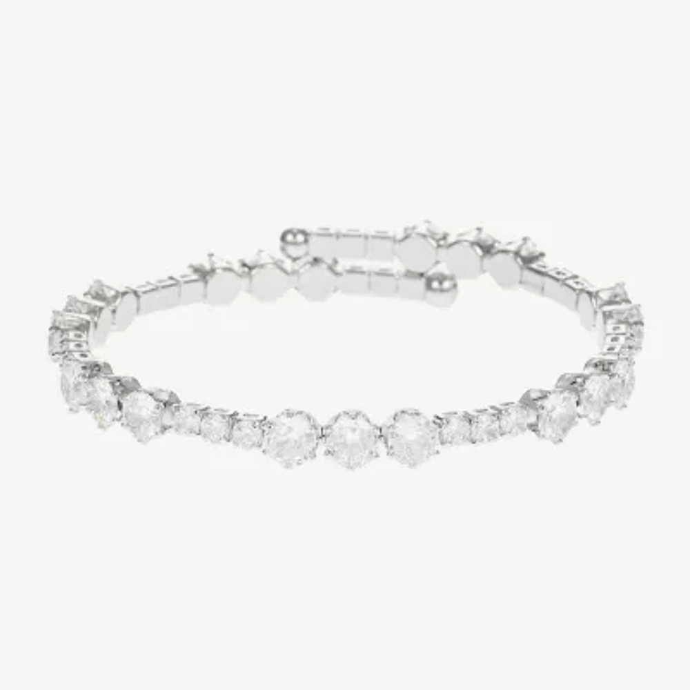 Sparkle Allure Coil Cubic Zirconia Pure Silver Over Brass Round Wrap Bracelet