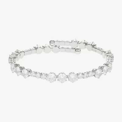 Sparkle Allure Coil Cubic Zirconia Pure Silver Over Brass Round Wrap Bracelet
