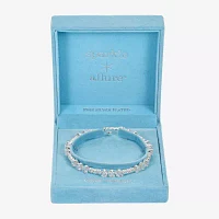 Sparkle Allure Coil Cubic Zirconia Pure Silver Over Brass Round Wrap Bracelet