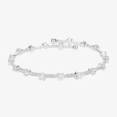 Sparkle Allure Coil Cubic Zirconia Pure Silver Over Brass Heart Round Wrap Bracelet